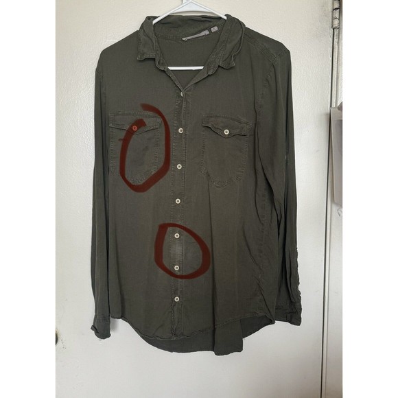 Athleta Womens Medium Button down Shirt Long Sleeve Linen Blend Camping Hiking - Picture 12 of 12